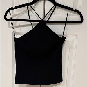 Zara Black Strappy Halter Cropped Camisole